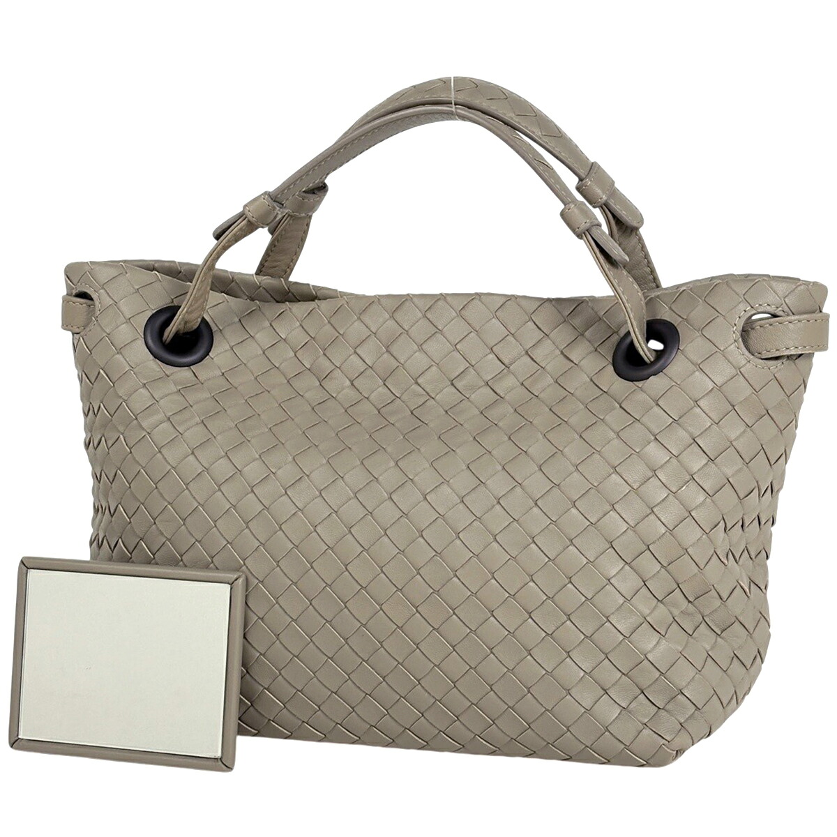 ボッテガヴェネタ BOTTEGAVENETA イントレチャート ハンドバッグ レザー グレージュ レディース 【中古】