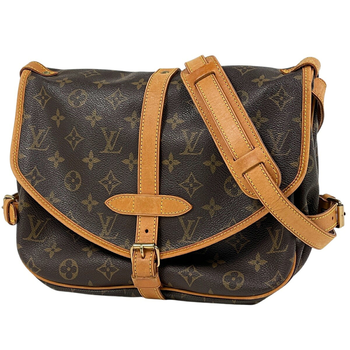 ルイ・ヴィトン Louis Vuitton ソミュール30 斜め掛け ショルダーバッグ モノグラム ブラウン M42256 レディース 【中古】