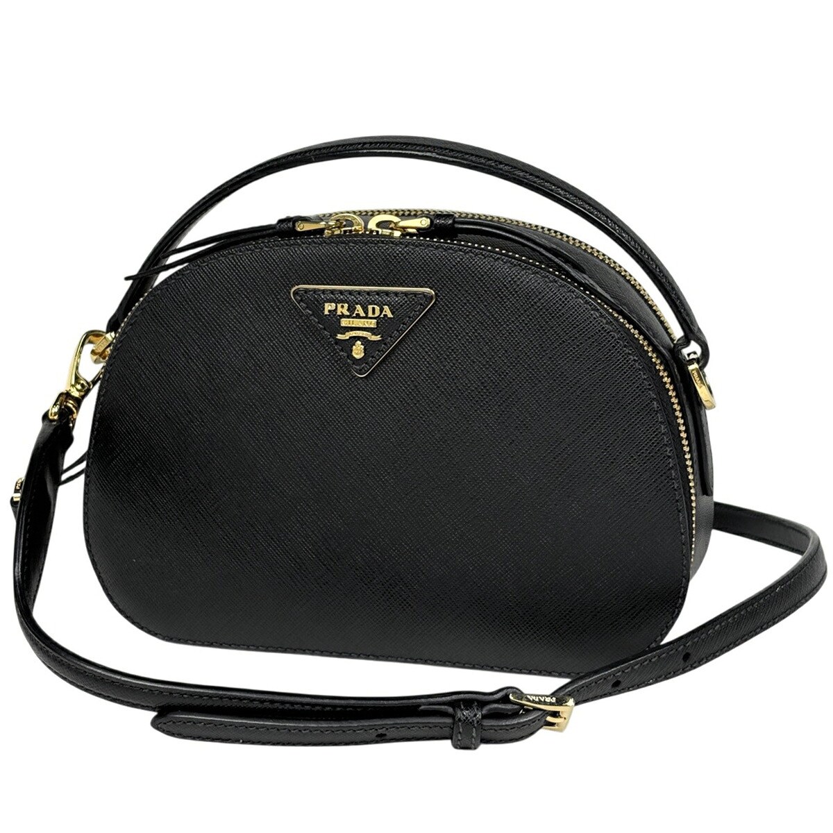 プラダ PRADA ロゴプレート ハンドバッグ オデット 2WAY レザー ネロ(ブラック) 1BH123 レディース 【中古】