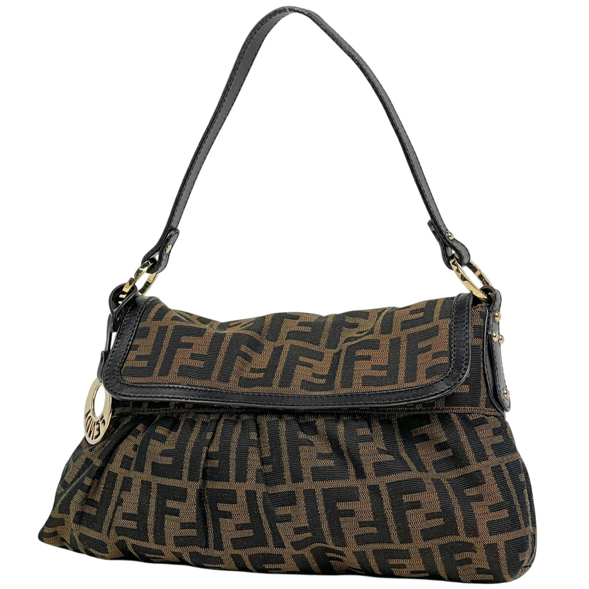 フェンディ FENDI ズッカ柄 ショルダーバッグ 帆布 赤銅色 8BR445 レディース 【中古】