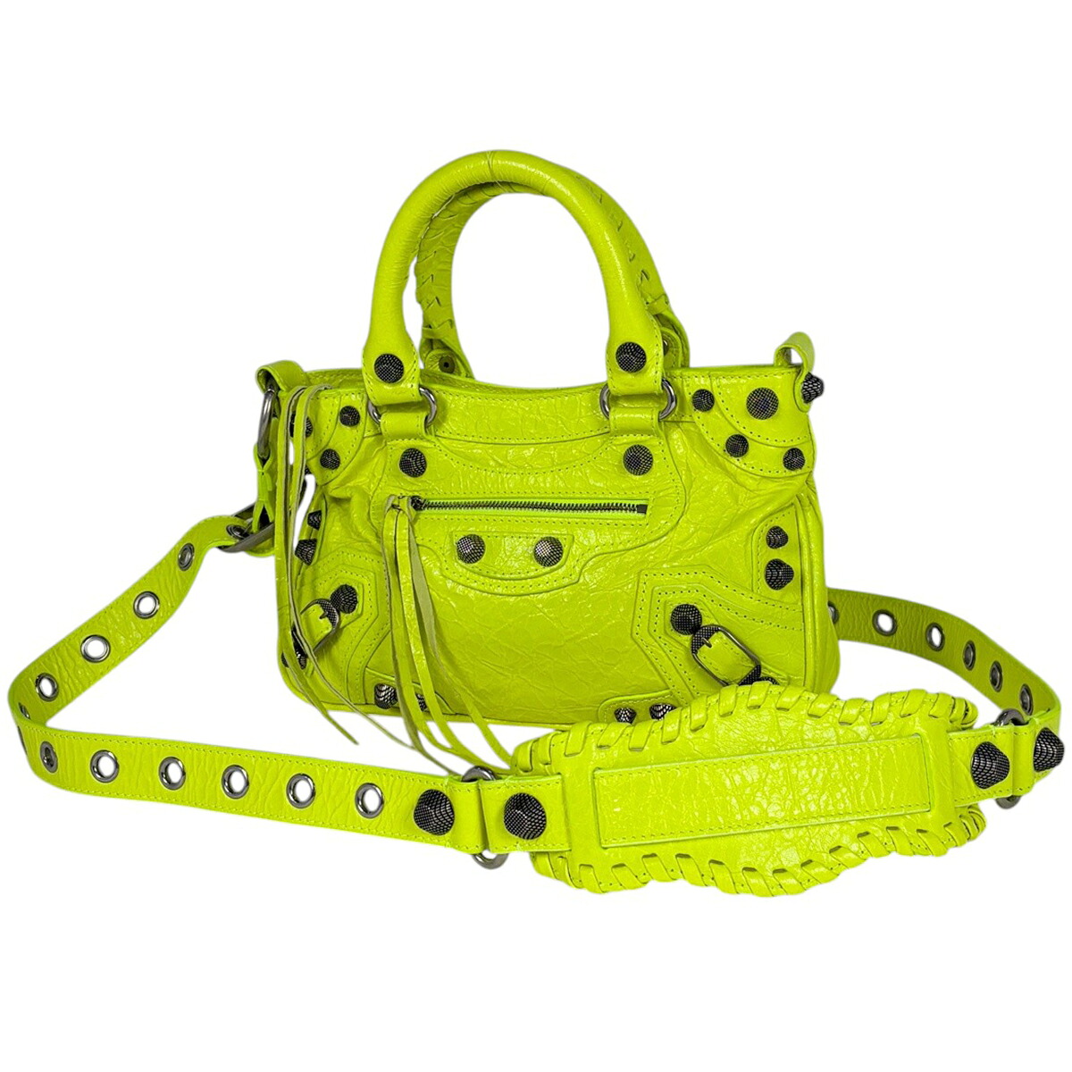 バレンシアガ BALENCIAGA ネオ カゴール ハンドバック 2WAY なめし革 黄色 751523 レディース 【中古】