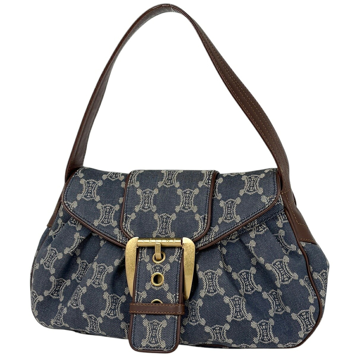 セリーヌ CELINE パリマカダム ショルダーバッグ ハンドバッグ ショルダーバッグ デニム ブルー ブラウン レディース 【中古】