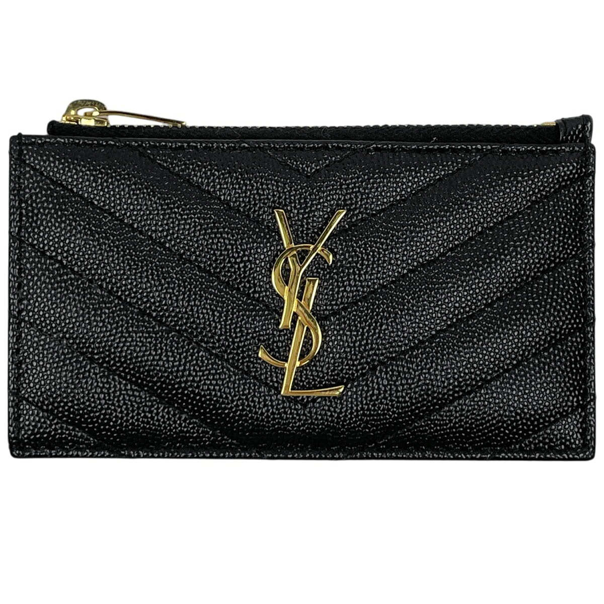 サンローラン SAINT LAURENT モノグラム 欠けら ジップカードケース なめし革 黒いこと 607915 レディース 【中古】 msp29