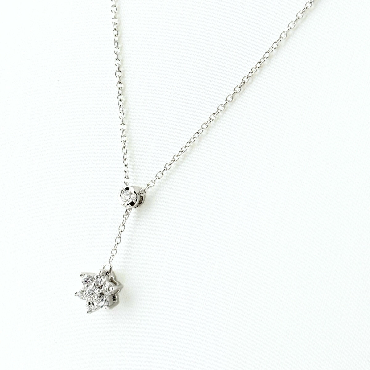 メレダイヤ デザインネックレス WG ホワイトゴールド ペンダント ネックレス K18 WG ダイヤモンド レディース 【中古】