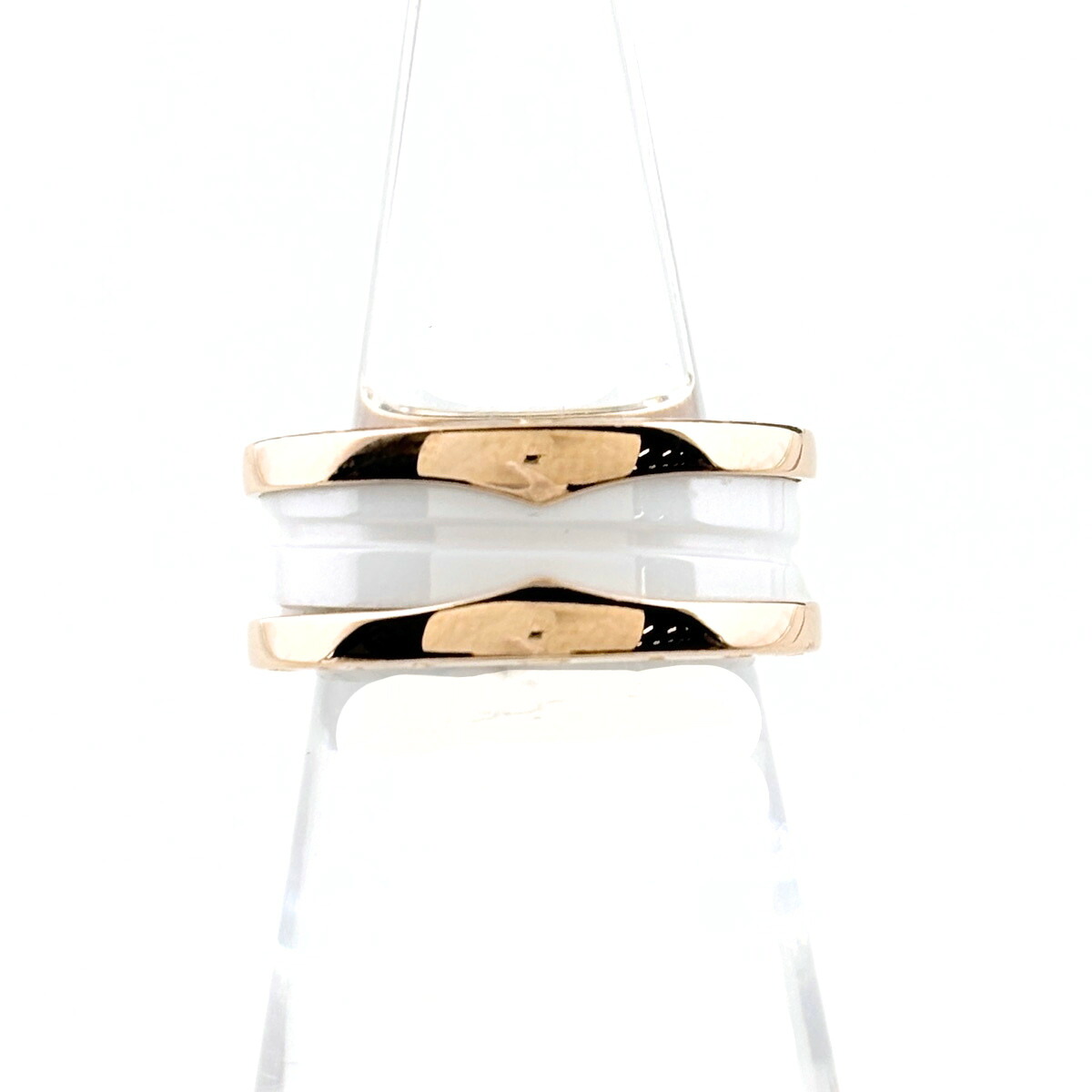 ブルガリ BVLGARI ビーゼロワン リング PG ピンクゴールド 指輪 B-ZERO1 2バンド リング 9号 750 セラミック レディース 【中古】