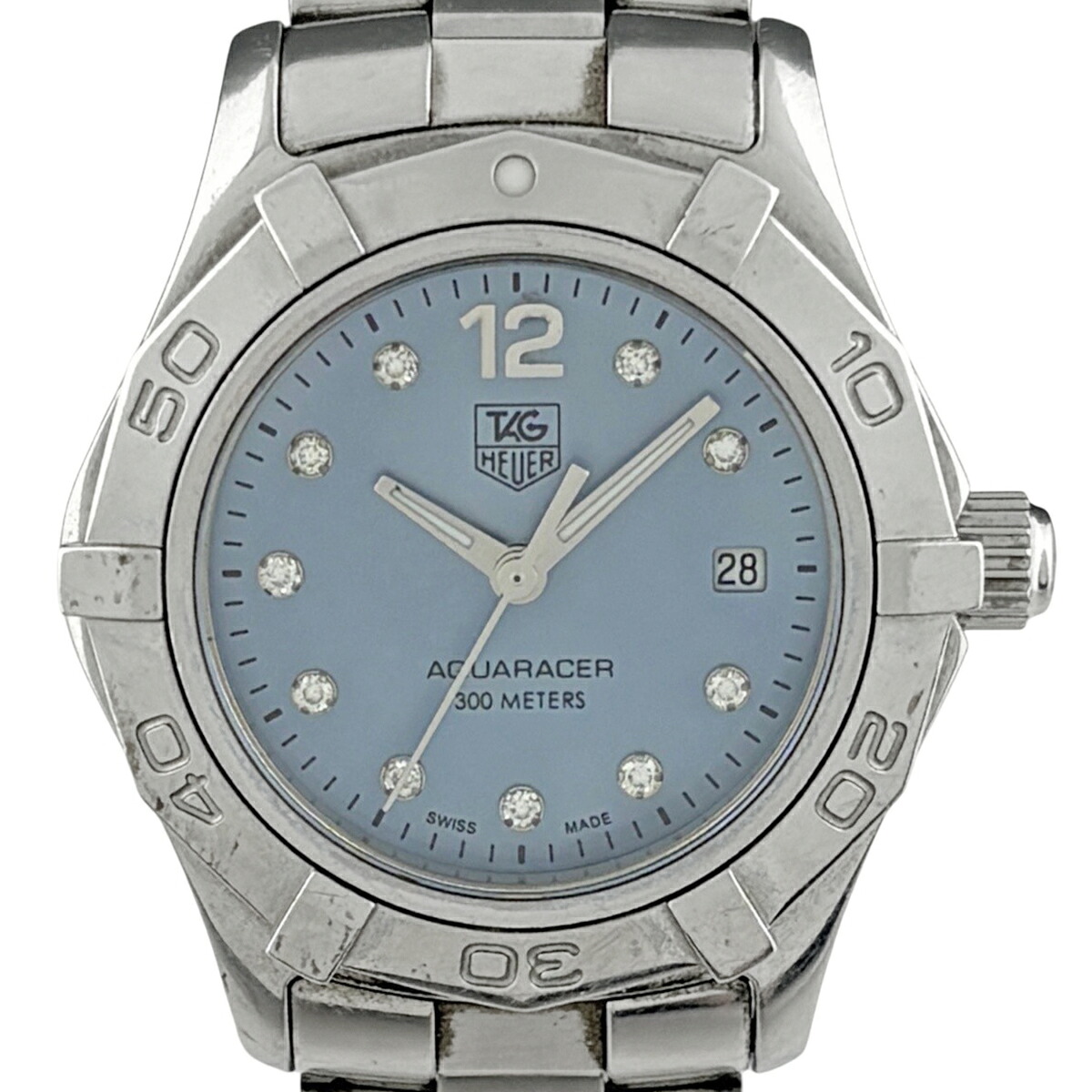 タグホイヤー TAG HEUER アクアレーサー 10Pダイヤ WAF1419 腕時計 SS ダイヤモンド クォーツ ブルー系 レディース 【中古】