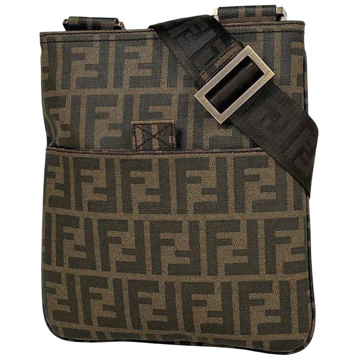 フェンディ FENDI ズッカ柄 ショルダーバッグ コーティングキャンバス ブラウン 7VA214 レディース 【中古】