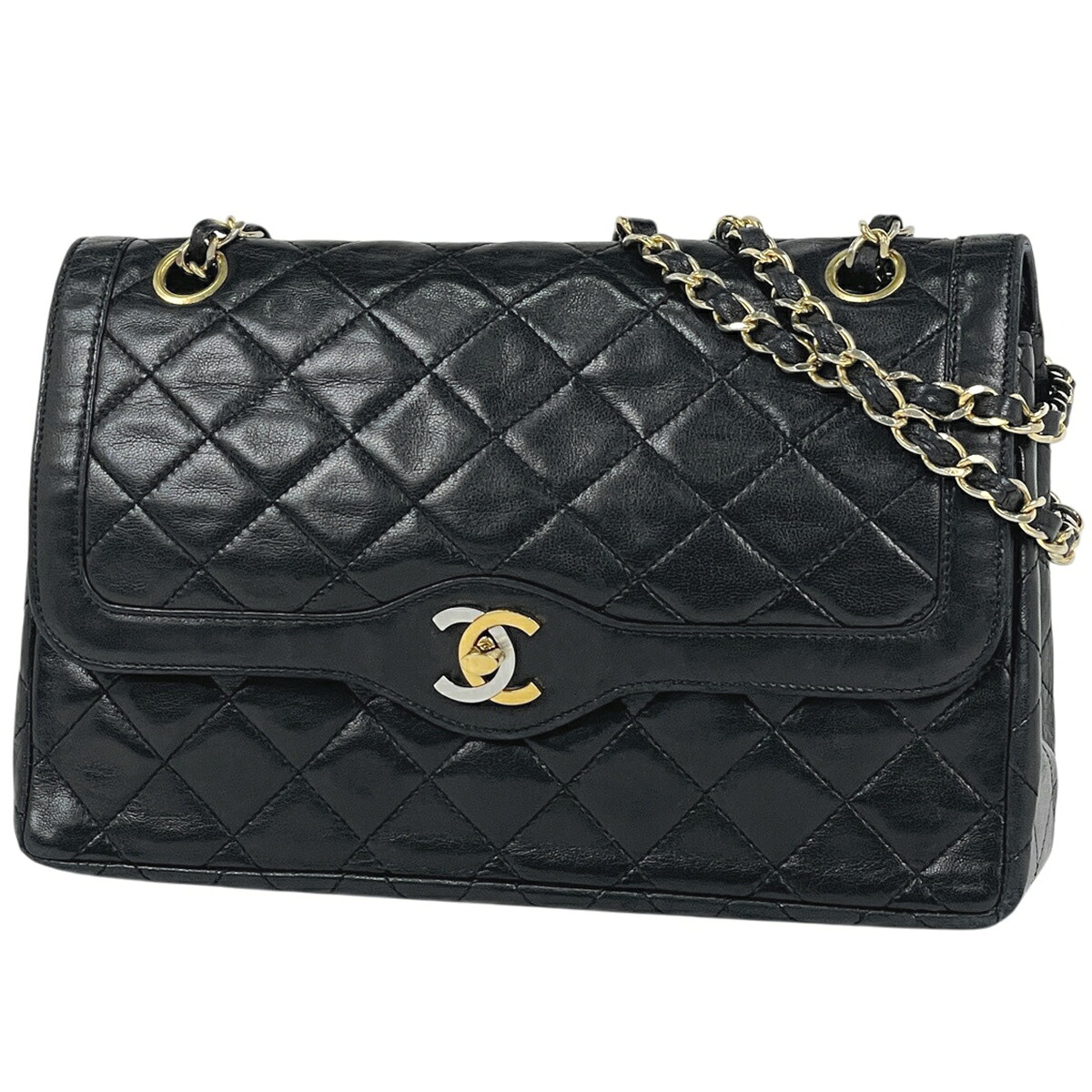 シャネル CHANEL 光の都市制限事項 マトラッセ W下げ翼 チェーン店 ショルダーバッグ ココマーク なめし革 黒いこと レディース 【中古】 msp29