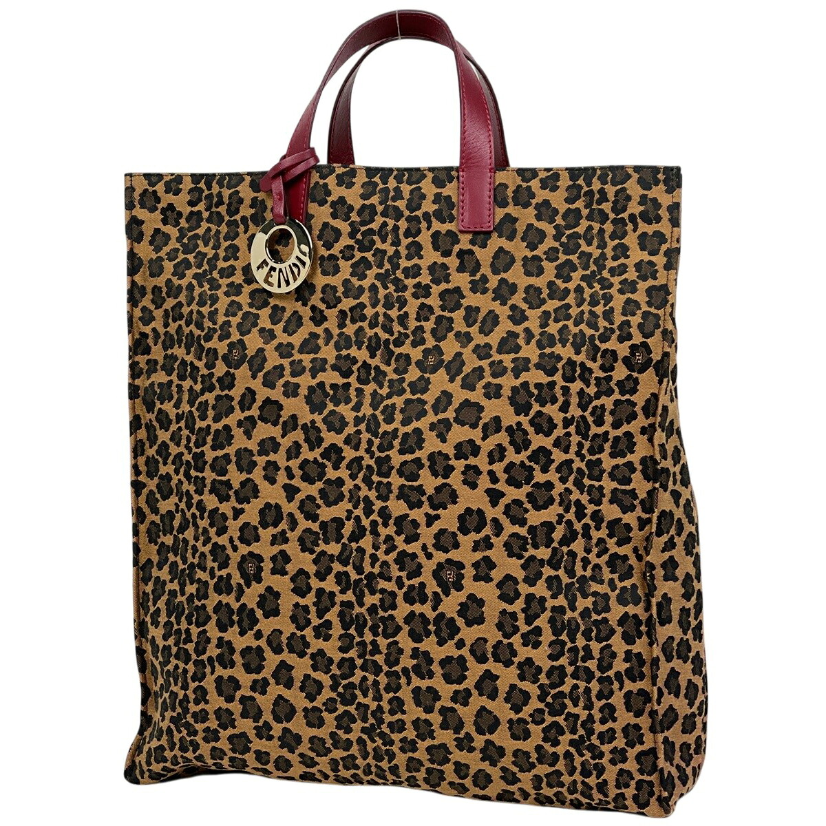 フェンディ FENDI レオパード柄 トートバッグ ズッカロゴ キャンバス ブラウン 8BH173 レディース 【中古】 msp29|バイセル 店