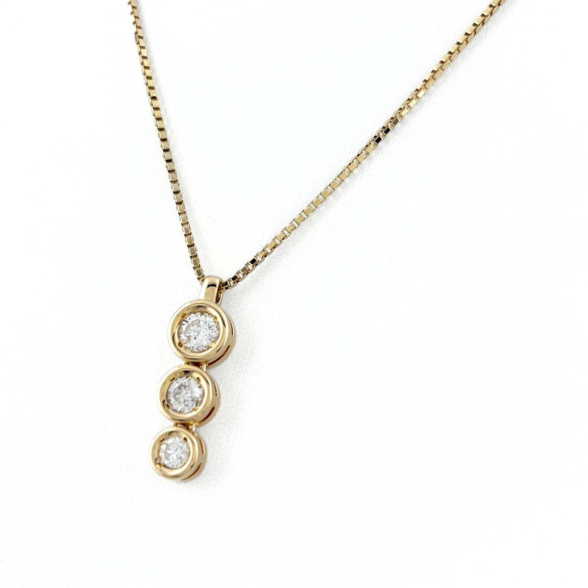 メレダイヤ デザインネックレス YG イエローゴールド ペンダント ネックレス K18 ダイヤモンド レディース 【中古】 msp39|バイセル 店