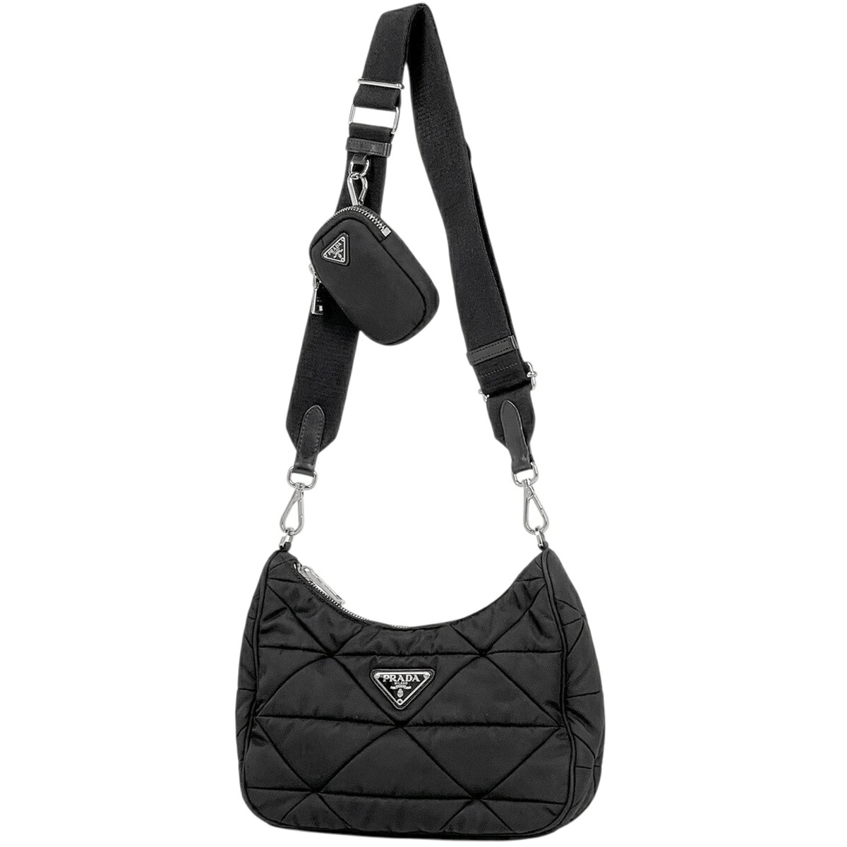 【在庫一掃】 プラダ PRADA パデット リナイロン ショルダーバッグ Re-Nylon ロゴプレート ナイロン ネロ(ブラック) 1BC151 レディース 【中古】｜バイセル 店