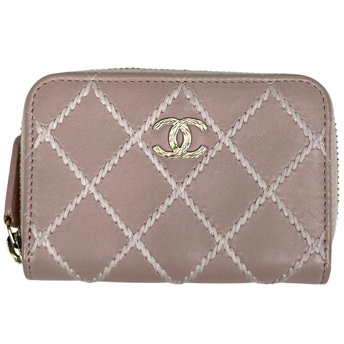 シャネル CHANEL ココマーク 歌留多入れもの ワイルドステッチ コインケース 歌留多入れもの なめし革 サクラ色 AP4817 レディース 【中古】
