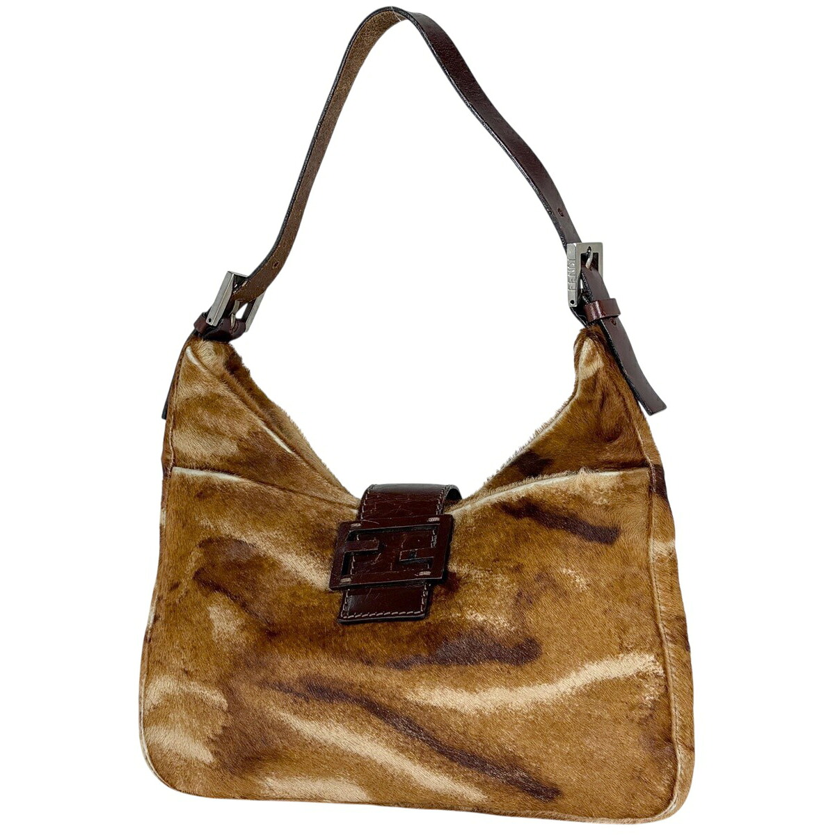フェンディ FENDI ズッカロゴ ショルダーバッグ ハラコ 赤銅色 26569 レディース 【中古】