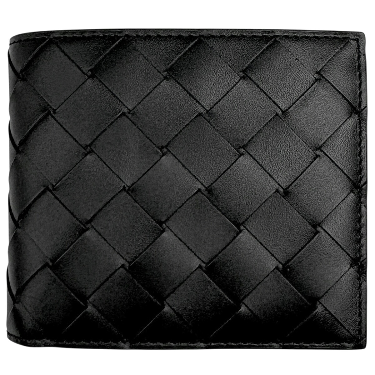 ボッテガヴェネタ BOTTEGAVENETA イントレチャート 二つ折り財布 レザー ブラック レディース 【中古】 msp59|バイセル 店
