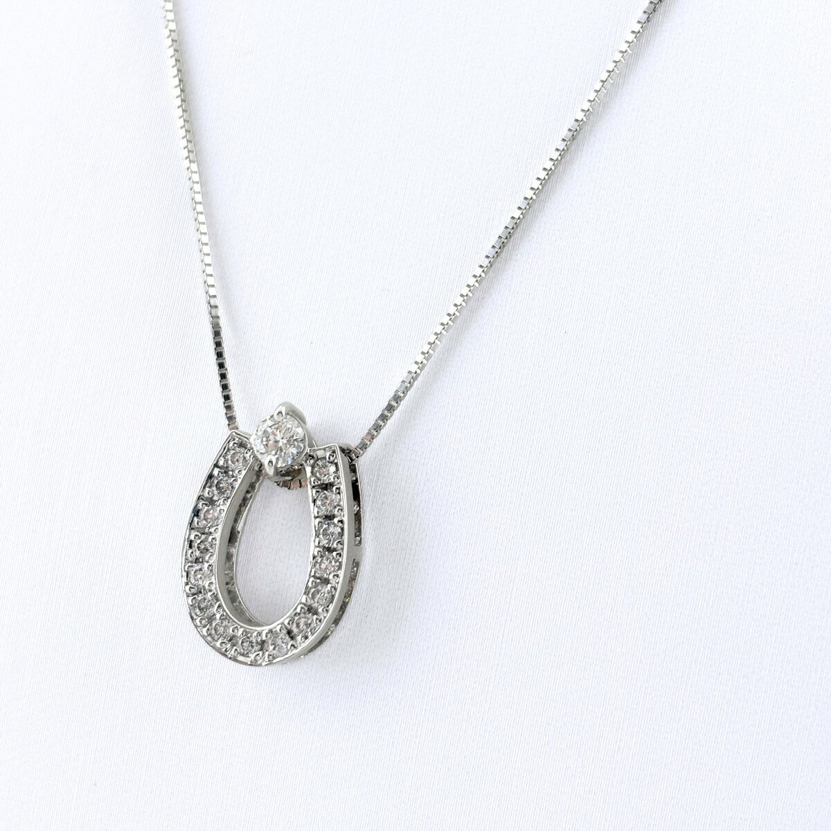メレダイヤ デザインネックレス WG ホワイトゴールド ペンダント ネックレス K18 WG ダイヤモンド レディース 【中古】 msp39|バイセル 店