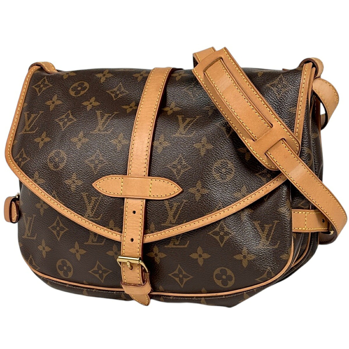 ルイ・ヴィトン Louis Vuitton ソミュール30 斜め掛け ショルダーバッグ モノグラム ブラウン M42256 レディース 【中古】 msp39|バイセル 店