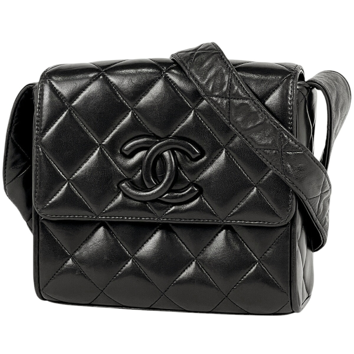 シャネル CHANEL ココマーク ショルダーバッグ マトラッセ なめし革 黒いこと レディース 【中古】