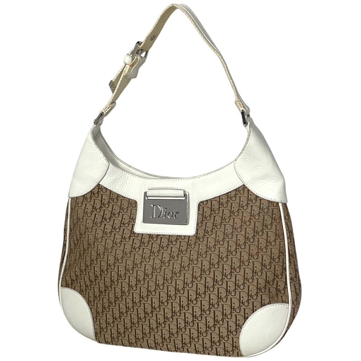 ディオール Christian Dior ストリートシック ショルダーバッグ トロッター柄 帆布 赤銅色 白いこと レディース 【中古】