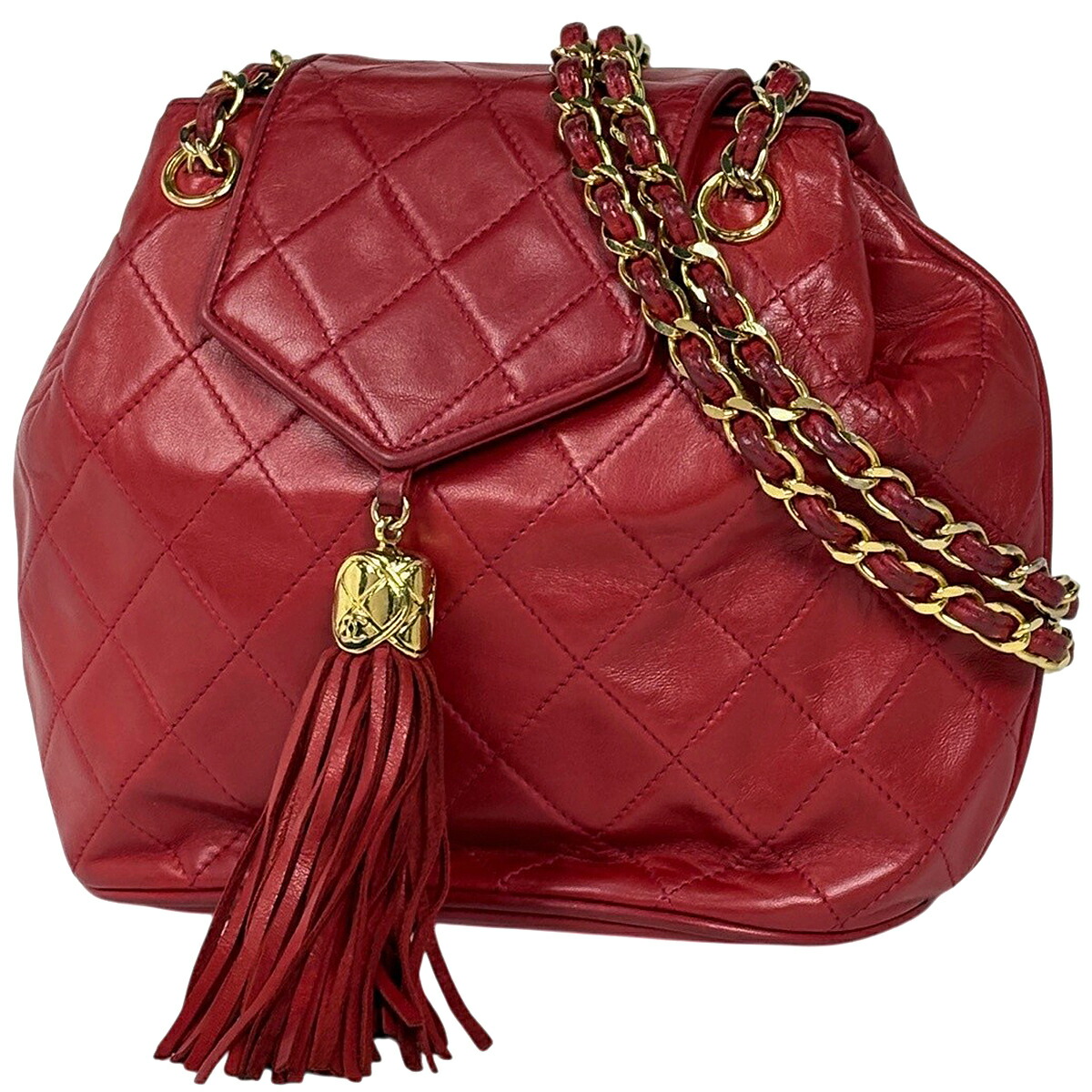 シャネル CHANEL ココマーク フリンジ チェーン ショルダーバッグ タッセル マトラッセ レザー レッド レディース 【中古】 msp39｜バイセル 店