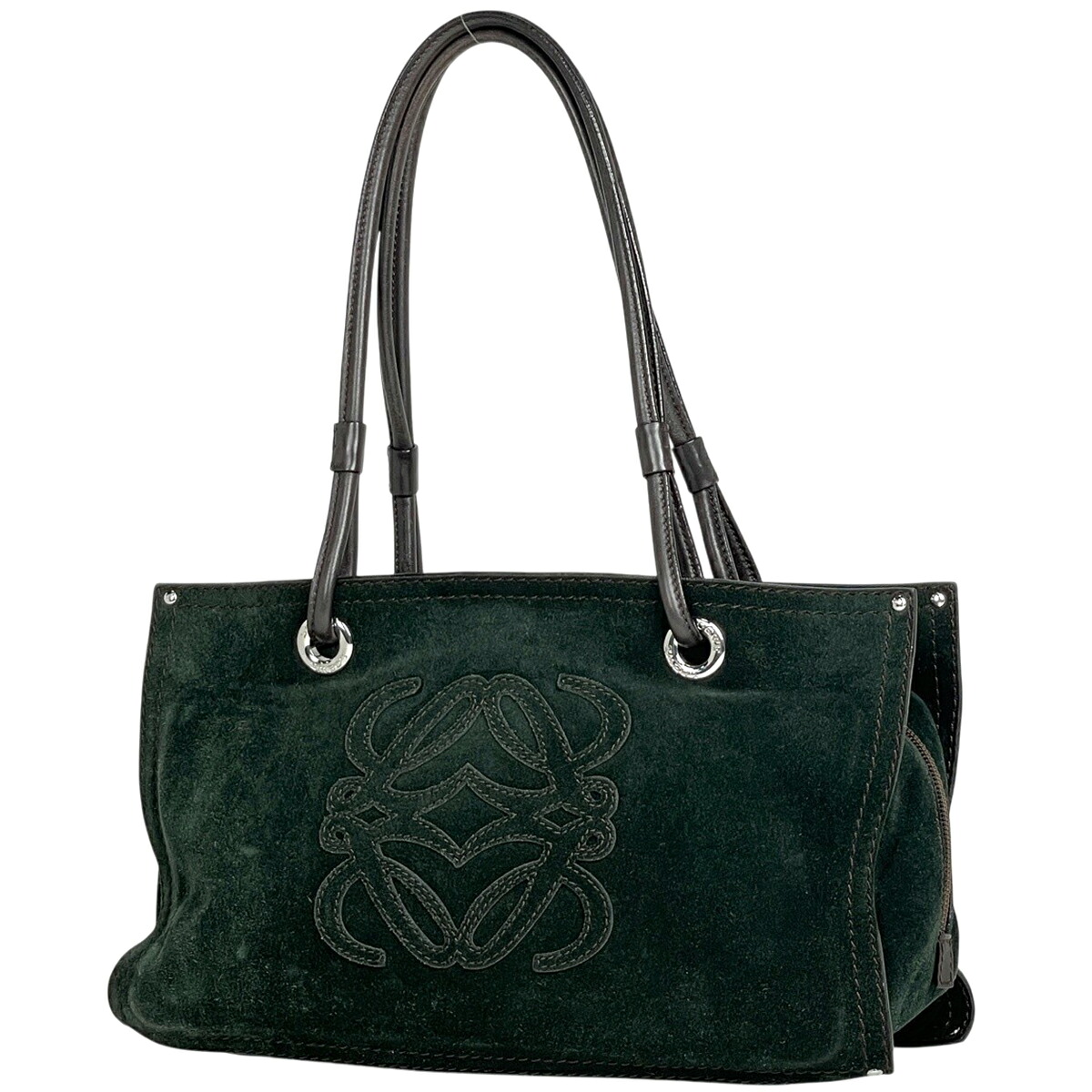 ロエベ LOEWE アナグラム ショッパー トートバッグ スエード ダークグリーン レディース 【中古】｜バイセル 店