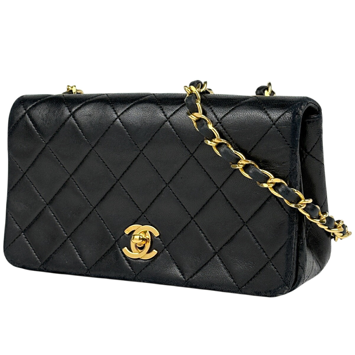シャネル CHANEL ミニ マトラッセ シングル下げ翼 チェーン店 ココマーク ショルダーバッグ なめし革 黒いこと A03571 レディース 【中古】