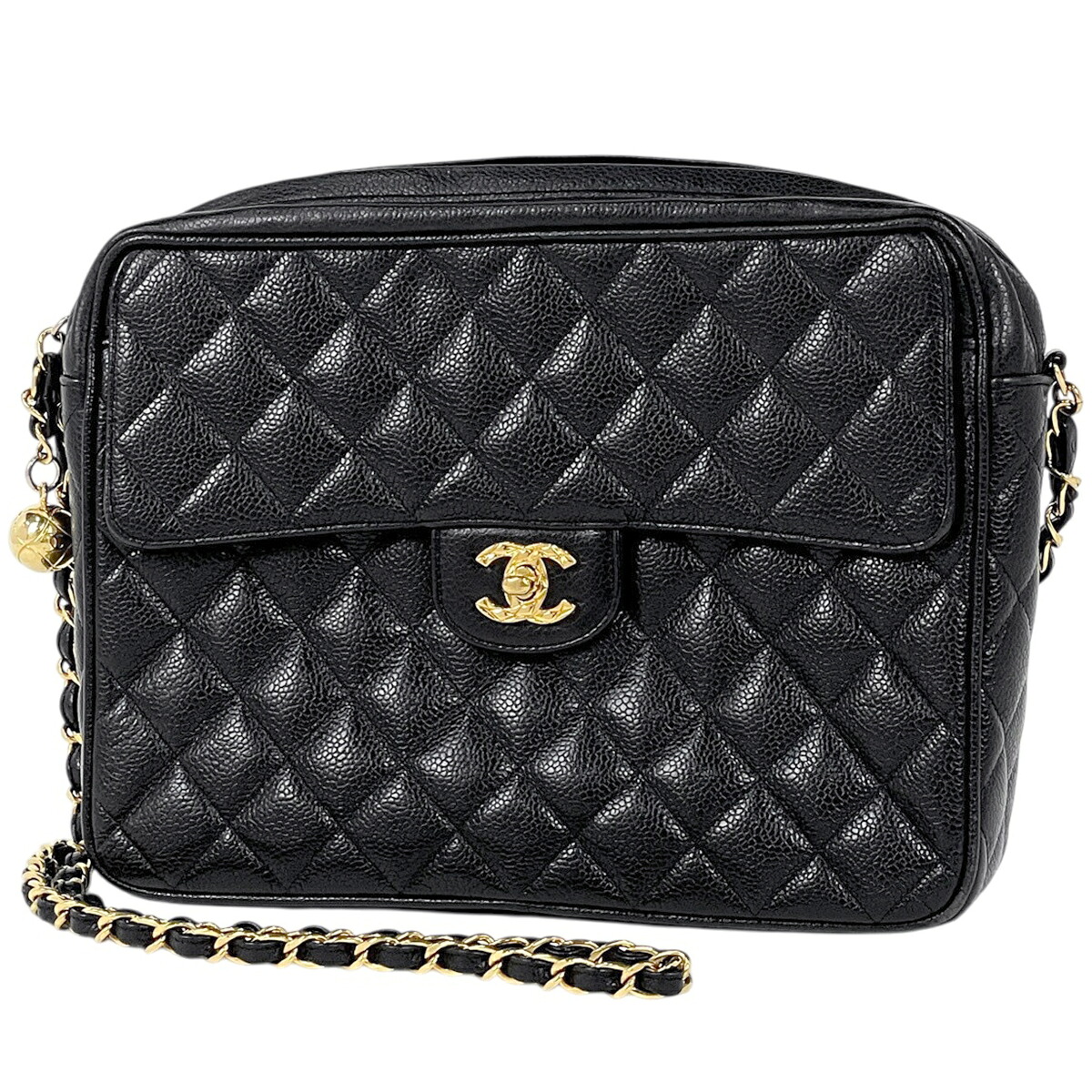 シャネル CHANEL ココマーク チェーン店 ショルダーバッグ マトラッセ キャビア素はだ 黒いこと レディース 【中古】