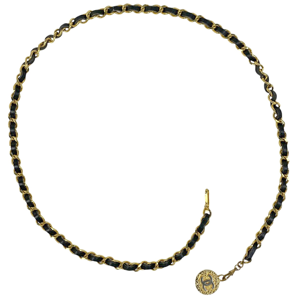 シャネル CHANEL ココマーク チェーン店 胴締め GP なめし革 黒いこと ゴールド レディース 【中古】