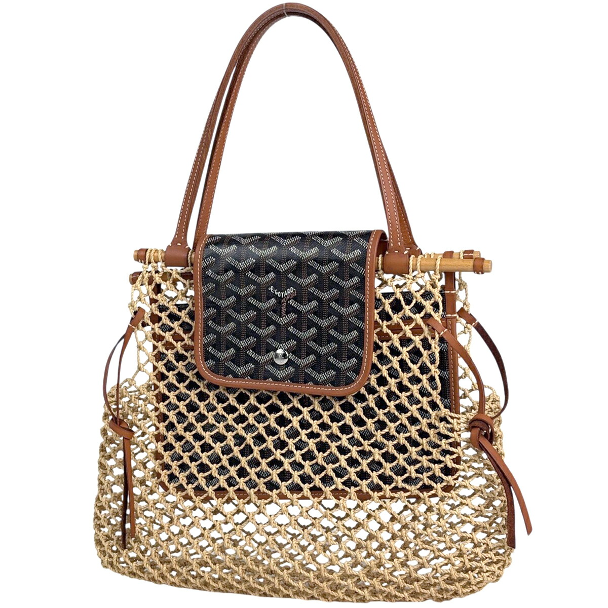 ゴヤール GOYARD アリーグルバッグ ショルダーバッグ ラフィア ベージュ 黒いこと 赤銅色 レディース 【中古】