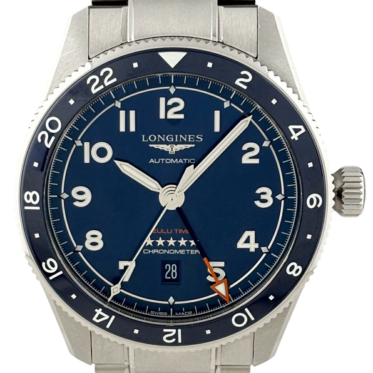 【お墨付き】ロンジン LONGINES 肝ったま ズールー ひと休み L3.812.4 ウオッチ SS 自動小銃一巻き 青碧系 メンズ 【中古】