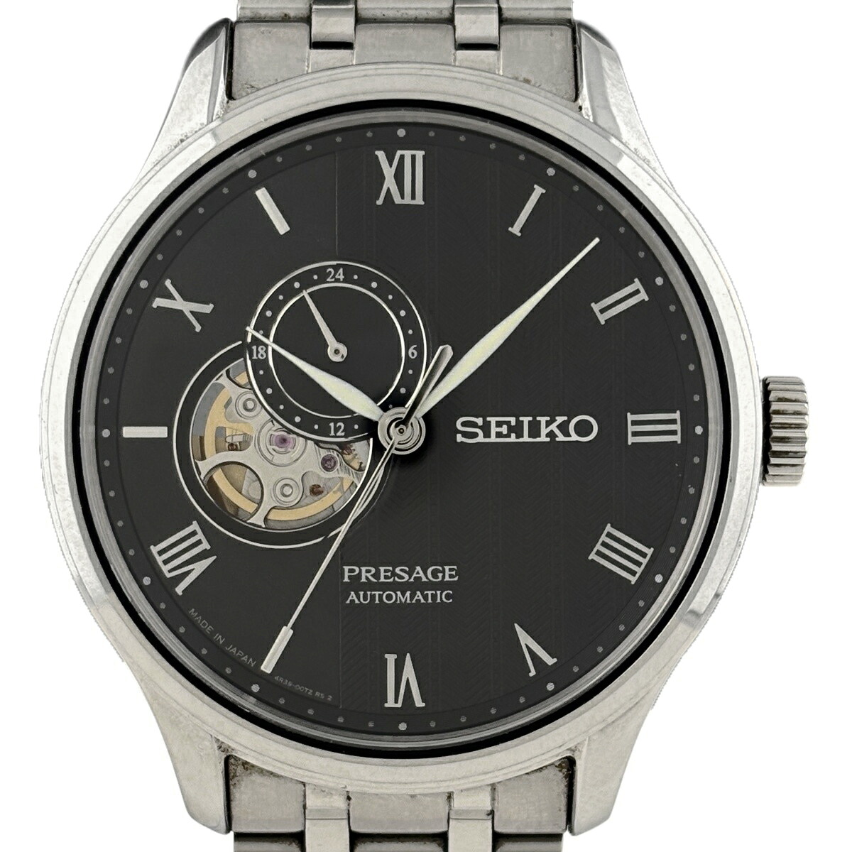 セイコー SEIKO プレサージュ 4R39-00W0 ウォッチ SS 自動小銃一巻き 黒いこと メンズ 【中古】