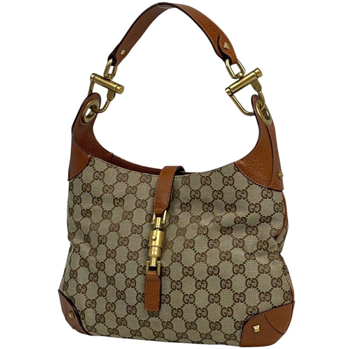 グッチ GUCCI ニュージャッキーライン ショルダーバッグ GG柄 GG帆布 赤銅色 120888 レディース 【中古】