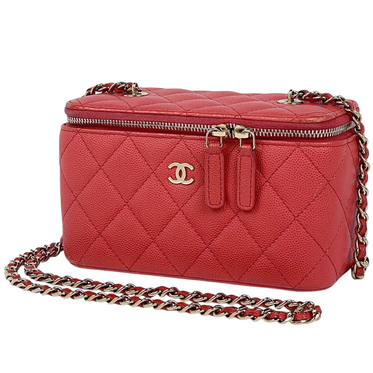 シャネル CHANEL ココマーク チェーン店 ショルダーバッグ バニティ キャビア素はだ 赤いこと AP1341 レディース 【中古】