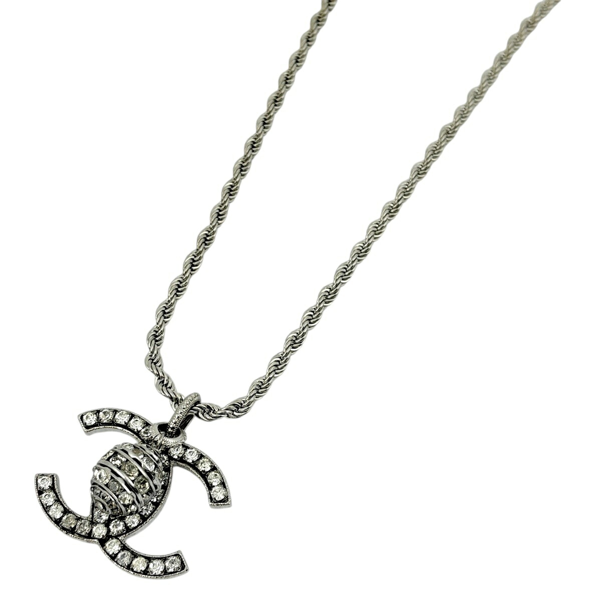 シャネル CHANEL ココマーク ラインストーン ネックレス ロング シルバーメッキ ラインストーン シルバー レディース 【中古】 msp29｜バイセル 店 46,380円