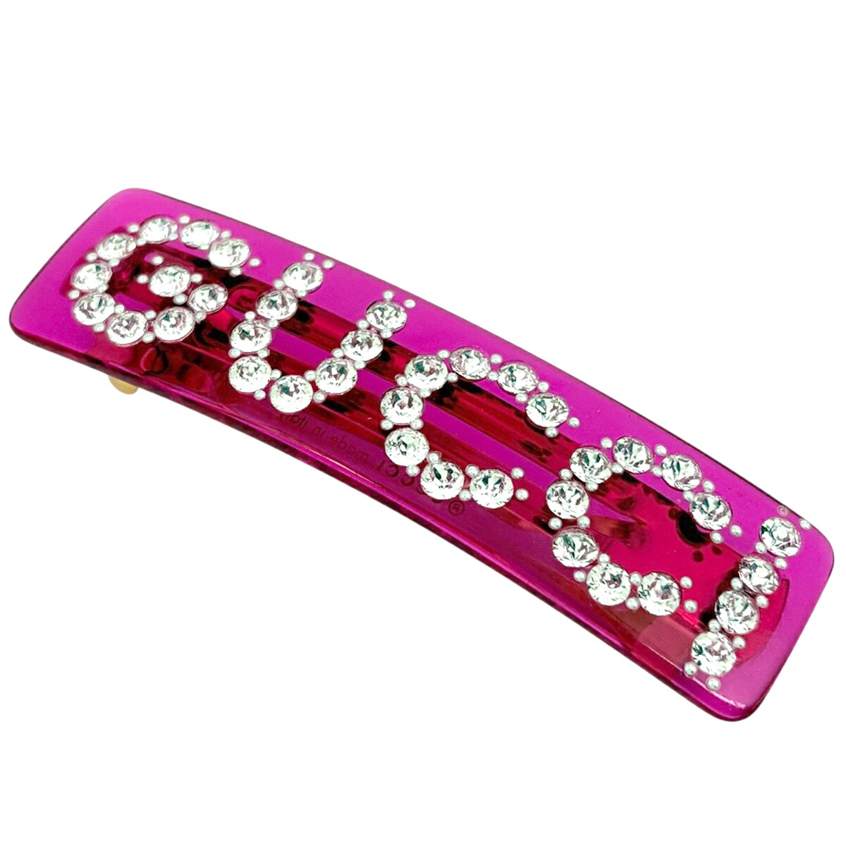 グッチ GUCCI ロゴ ラインストーン バレッタ プラスチック ピンク レディース 【中古】 msp39|バイセル 店