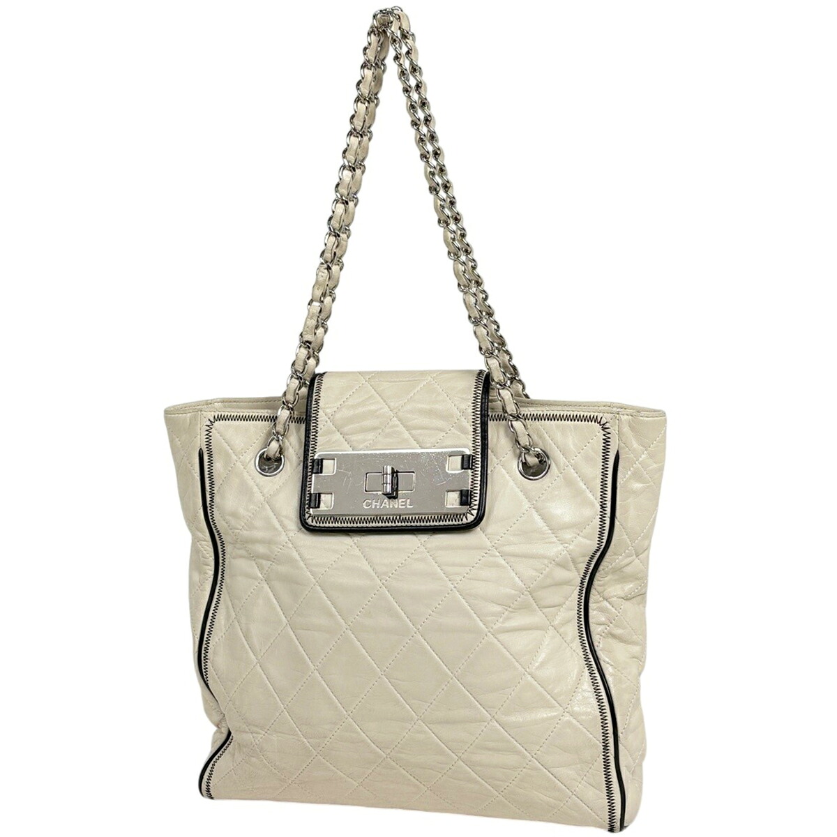 シャネル CHANEL イーストウエスト 2.55 トートバッグ 2WAY チェーン レザー アイボリー レディース 【中古】 msp29｜バイセル 店