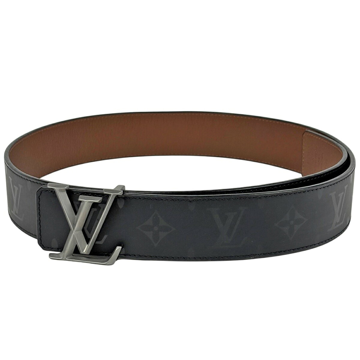 ルイ・ヴィトン Louis Vuitton 三尺帯 LVかしら文字 40MM 金字塔 モノグラム魔術 リヴァーシブル 三尺帯 なめし革 黒いこと メンズ 【中古】 msp29