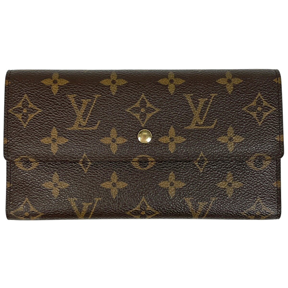 ルイ・ヴィトン Louis Vuitton ポルトトレゾール 世界的 三つ折り 長札入れ モノグラム 赤銅色 M61215 レディース 【中古】