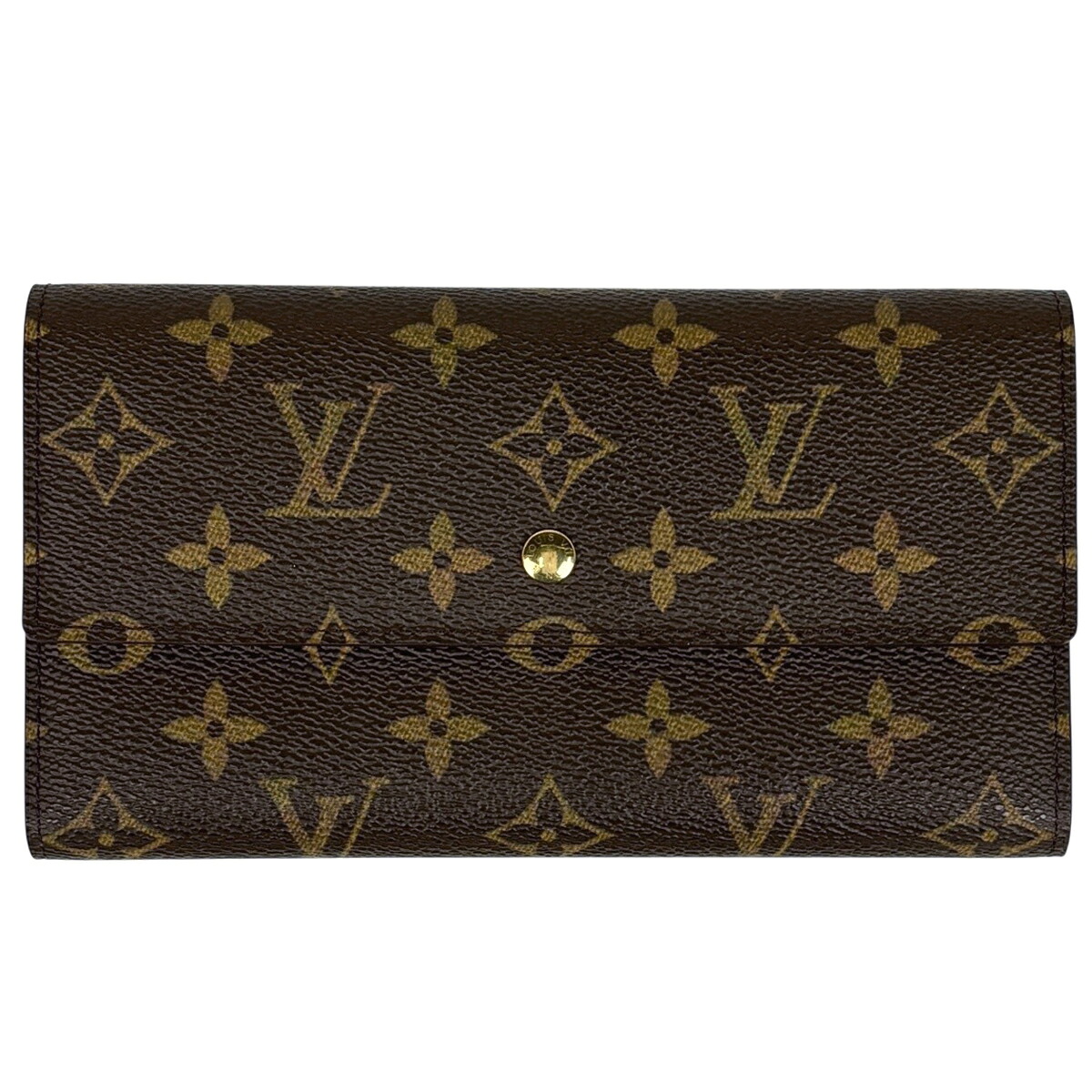 ルイ・ヴィトン Louis Vuitton ポルトトレゾール 国際的 三つ折り 長紙入れ モノグラム 赤銅色 M61215 レディース 【中古】