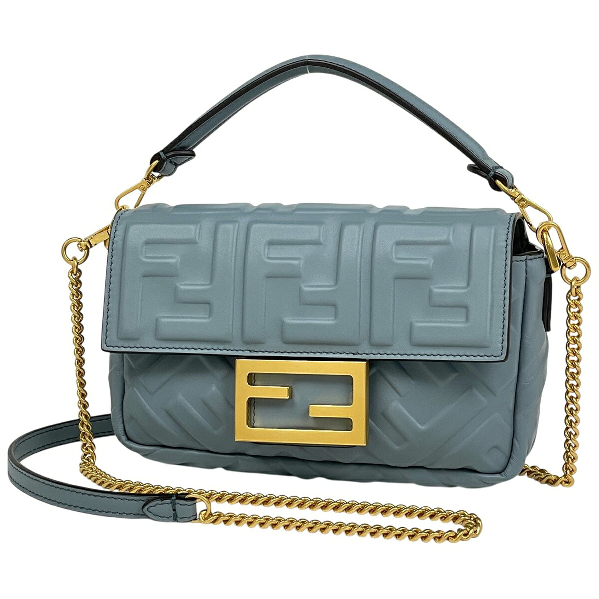 フェンディ FENDI バゲット ミニ 2WAY ショルダーバッグ ハンドバッグ レザー ライトブルー 8BS017 レディース 【中古】 msp39|バイセル 店