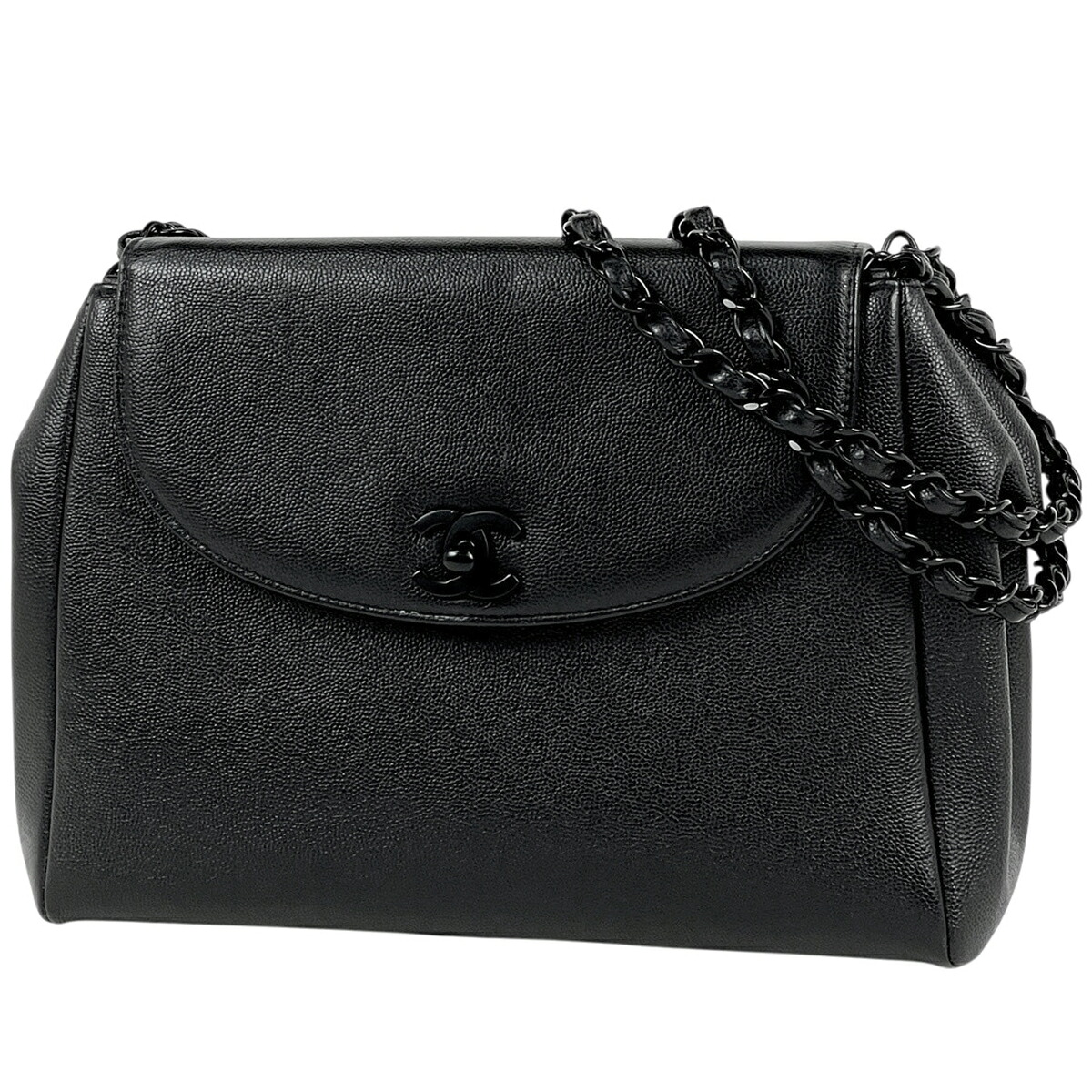 シャネル CHANEL ココマーク チェーン店 ショルダーバッグ キャビア素はだ 黒いこと レディース 【中古】