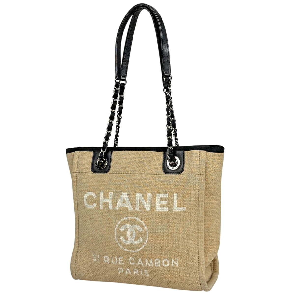 シャネル CHANEL ドーヴィルライン チェーン トートバッグ ココマーク ショルダーバッグ キャンバス ベージュ A66939 レディース 【中古】｜バイセル 店 134,000円