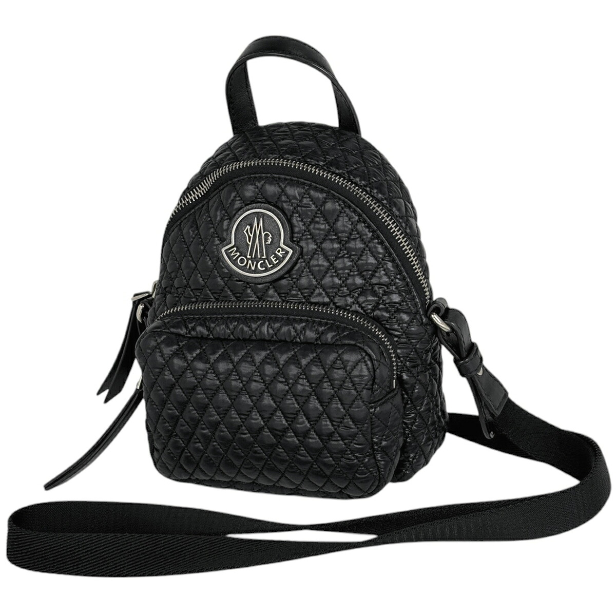 モンク軌跡 MONCLER ロゴタイプ ショルダーバッグ キルティング ナイロン 黒いこと 5L00015M3533 レディース 【中古】