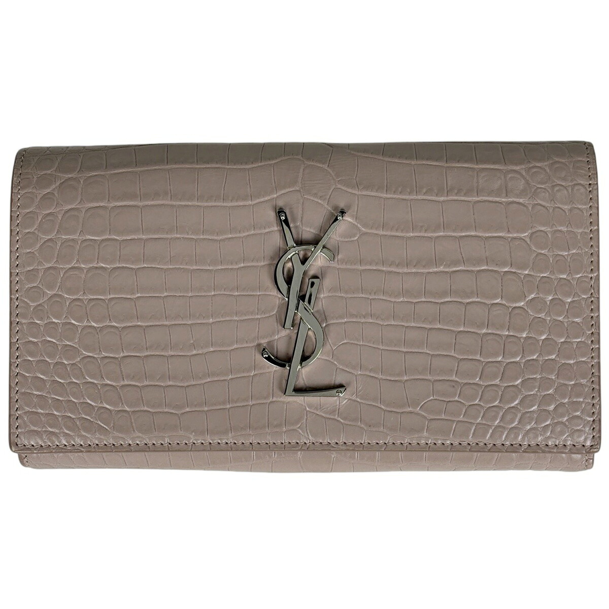 サンローラン SAINT LAURENT ロゴタイプ 二つ折り 長紙入れ なめし革 サクラ色 レディース 【中古】