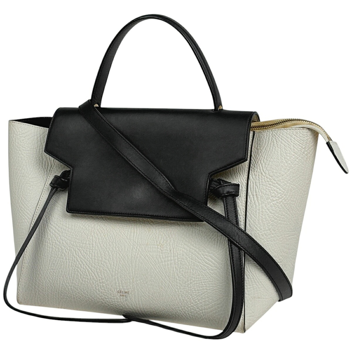 セリーヌ CELINE ベルトバッグ ミニ 2WAY ハンドバッグ レザー ホワイト ネイビー レディース 【中古】 msp29｜バイセル 店