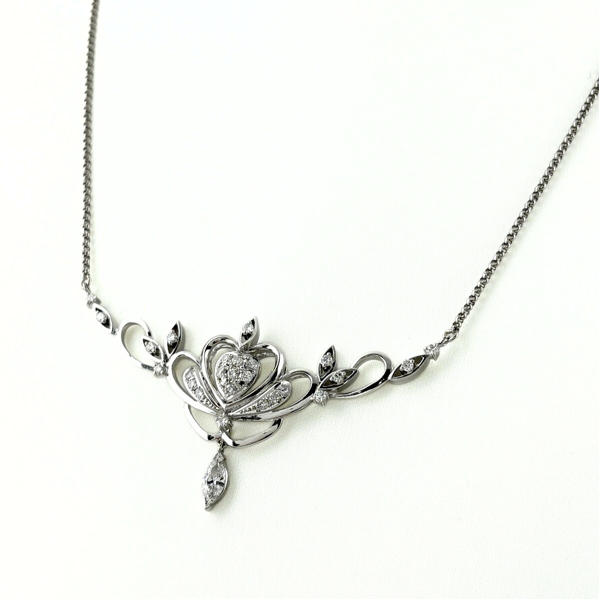メレダイヤ デザインネックレス プラチナ ペンダント ネックレス Pt900 Pt850 ダイヤモンド レディース 【中古】 msp39|バイセル 店