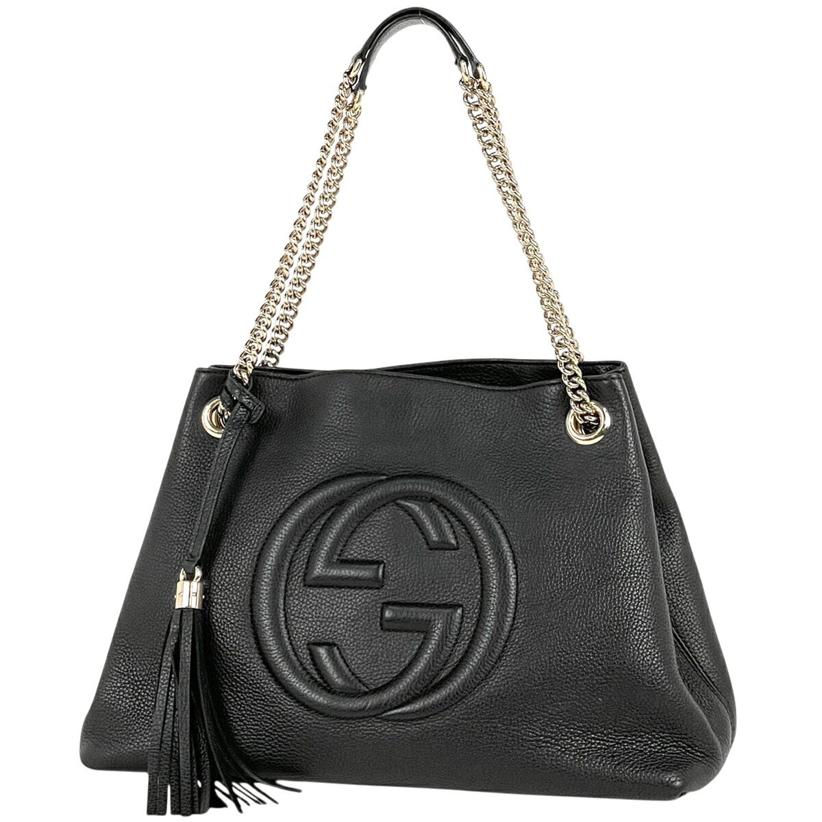 グッチ GUCCI ソーホー チェーン ショルダーバッグ トート インターロッキングG レザー ブラック 536196 レディース 【中古】｜バイセル 店