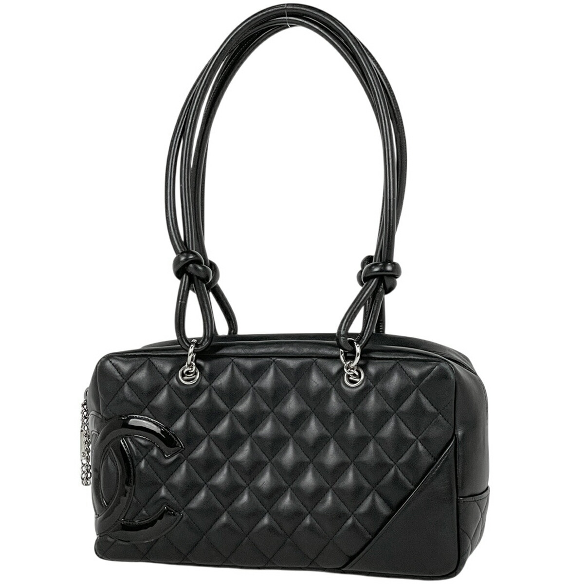 シャネル CHANEL カンボンライン ボウリング御徒面子 ココマーク ミニ豆の町 マトラッセ ショルダーバッグ なめし革 黒いこと A25171 レディース 【中古】