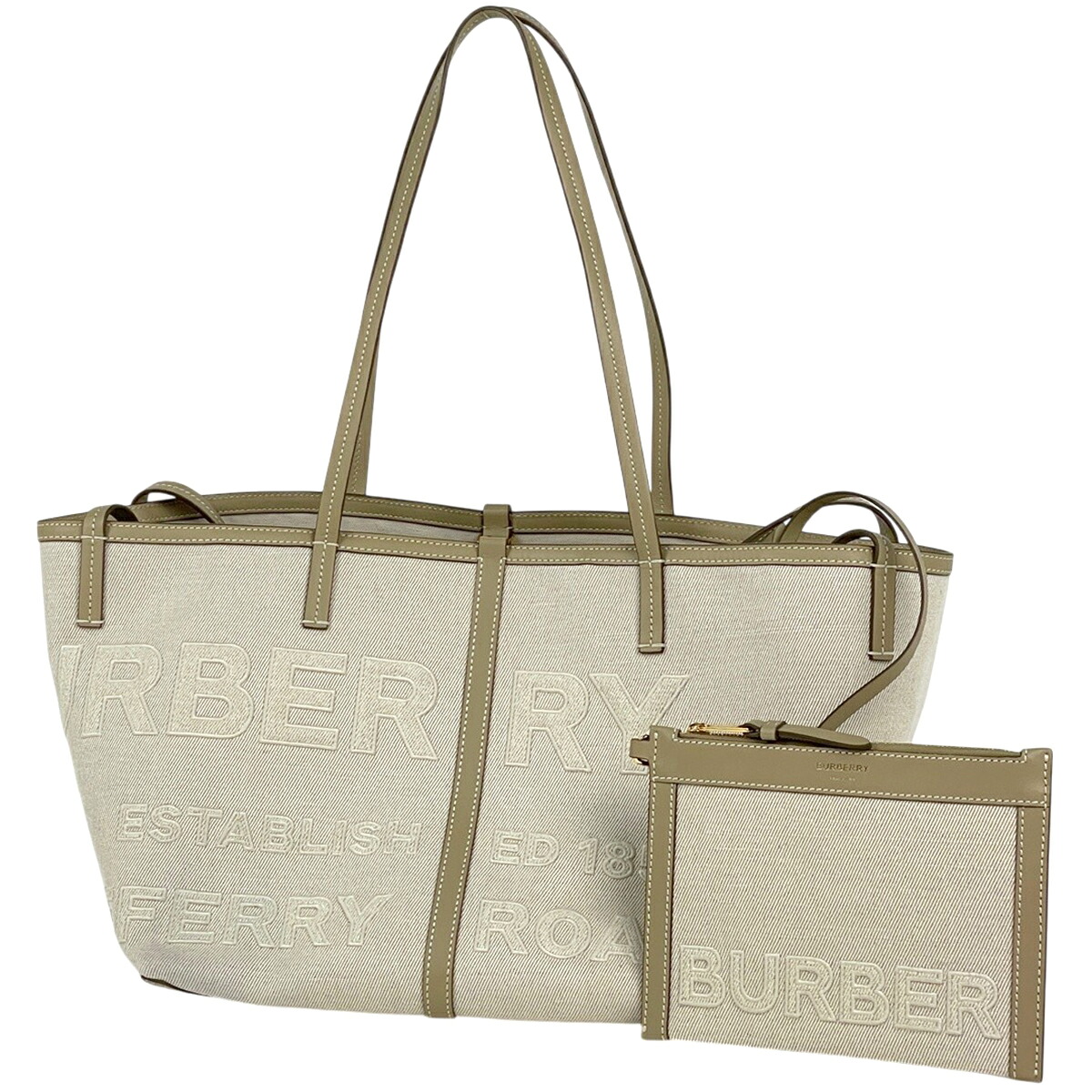 バーバリー BURBERRY ホースフェリー トートバッグ キャンバス ナチュラル レディース 【中古】 msp29|バイセル 店