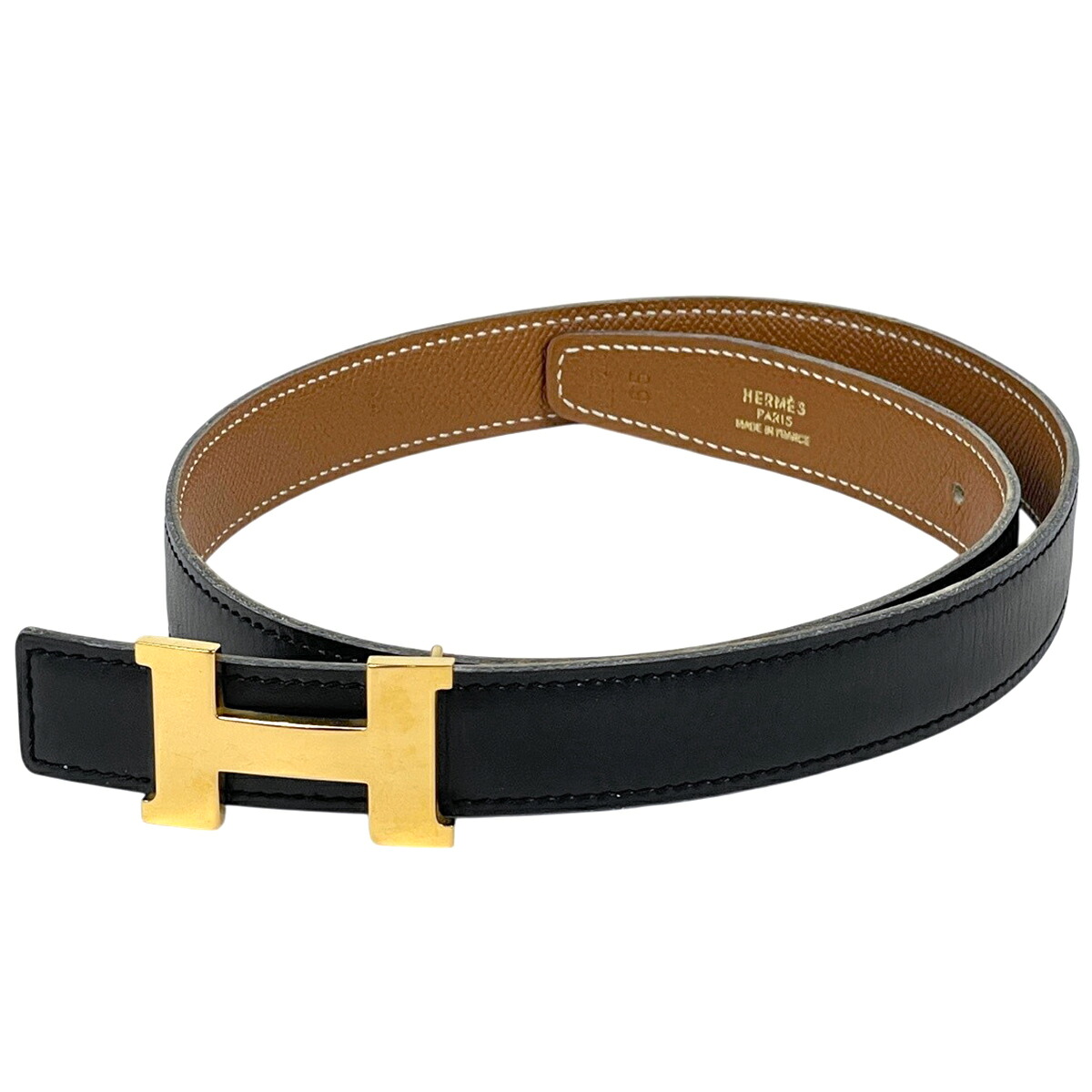 エルメス HERMES コンスタンス リヴァーシブル H胴締め □A目じるし 胴締め ボックスカーフ 黒いこと 赤銅色 レディース 【中古】 msp29