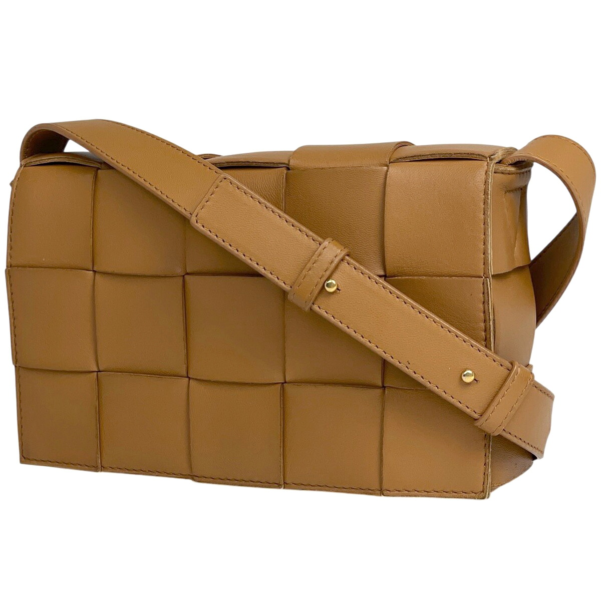 ボッテガヴェネタ BOTTEGAVENETA テープ ショルダーバッグ マキシイントレチャート なめし革 赤銅色 レディース 【中古】
